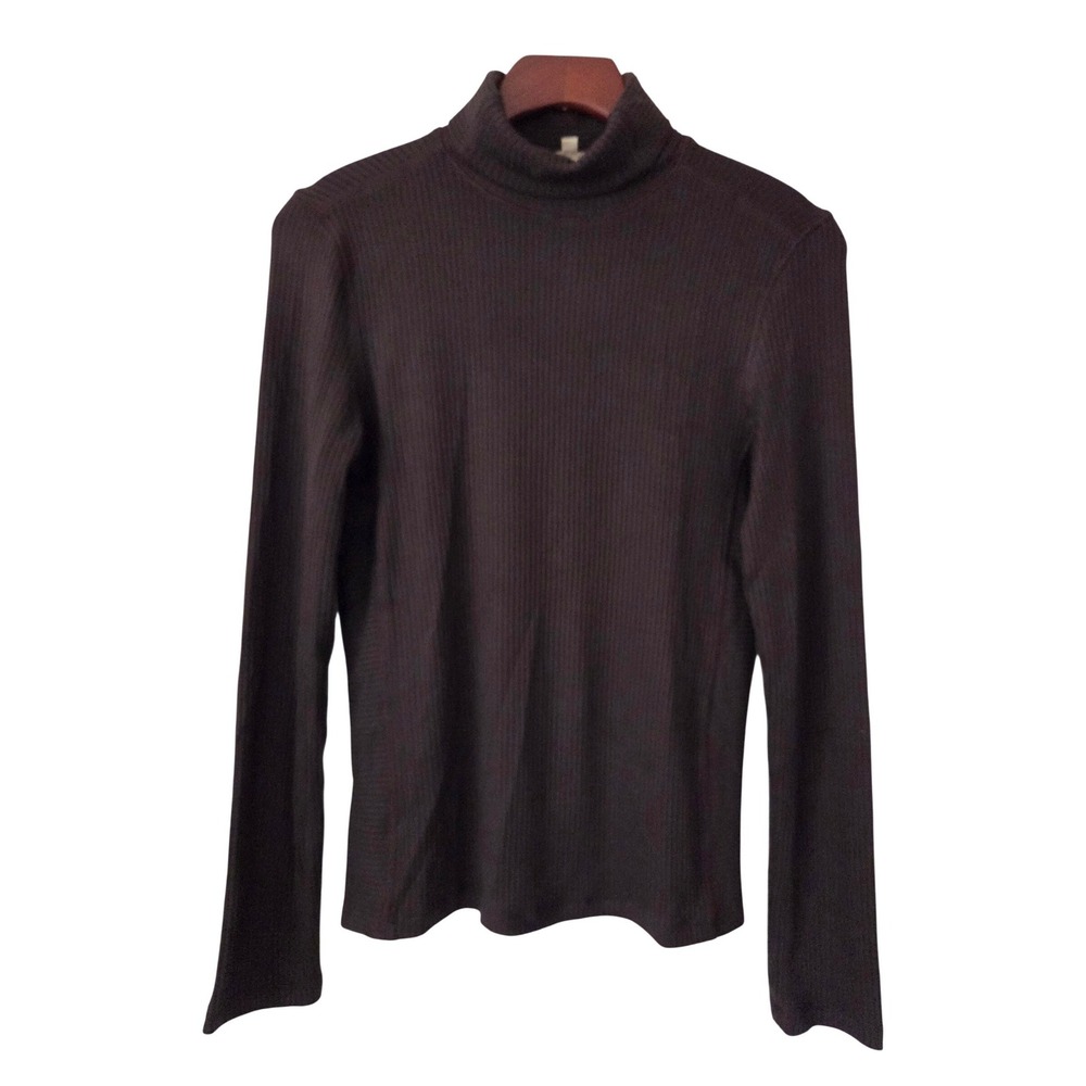 Madewell Ribbed Turtleneck Long Sleeve Tee Women S Dark Brown NWT NY294